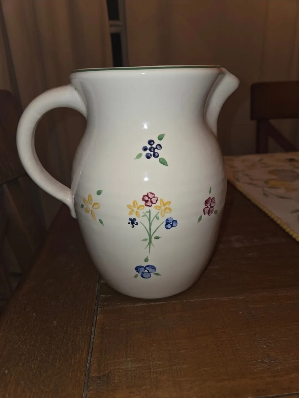Pfaltzgraff Spectrum Hand Painted Flowers Water Pitcher